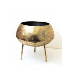Donica złota metalowa osłonka /wazon na nóżkach